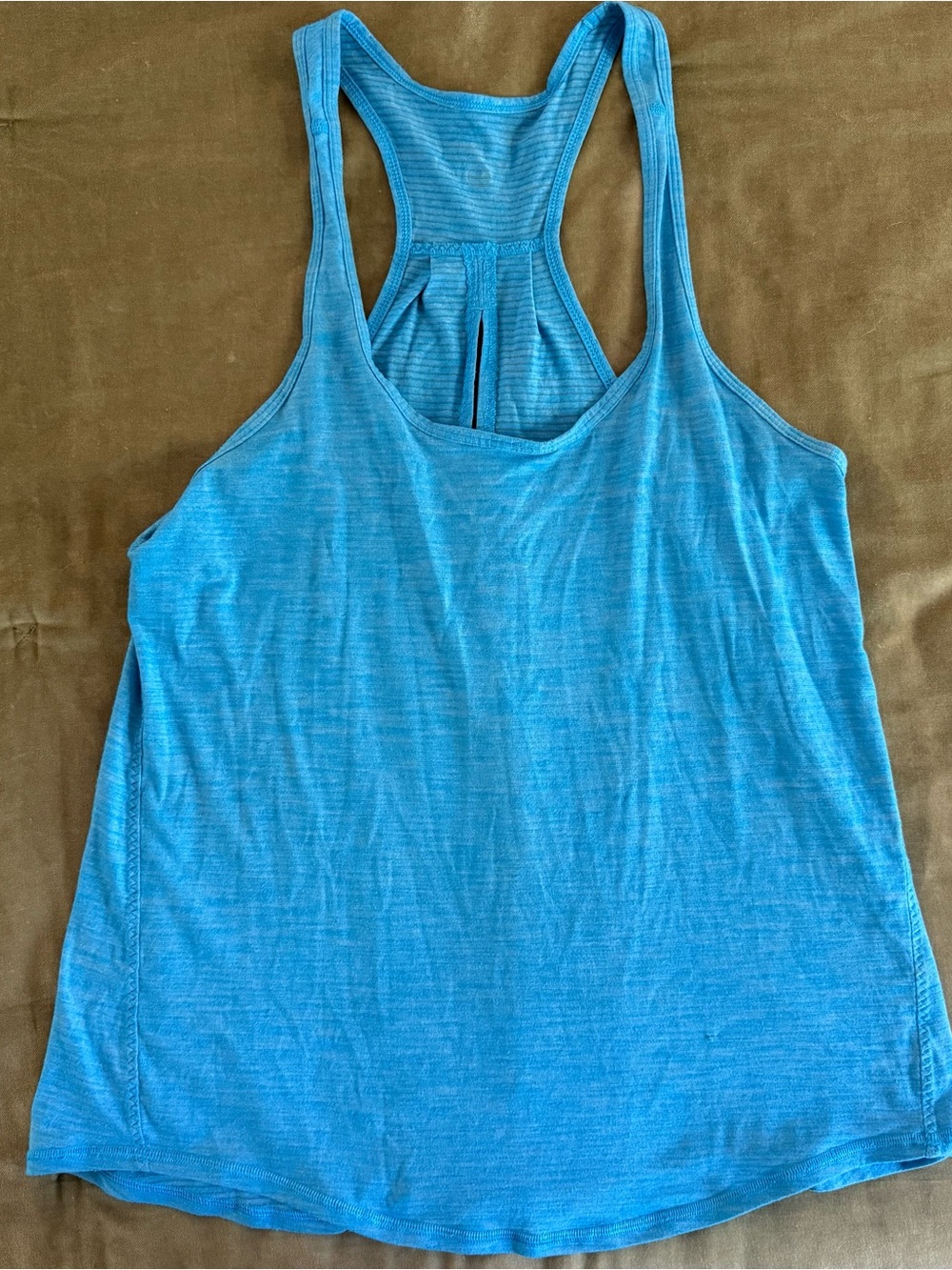lululemon athletica bright blue racerback tank with pleated back